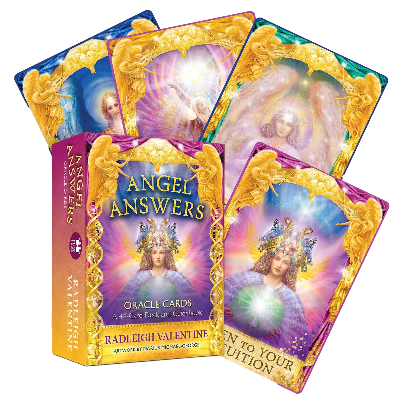 Angel Answers Oracle Cards: A 44-Card Deck and Guidebook by Radleigh Valentine