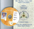 RARE SPIRITUALIST RECORDINGS CD – Rev. Marilyn J. Awtry on “Opportunity” at the National Spiritualist Association of Churches Convention in Arlington on 1st October 2006, Audio CD